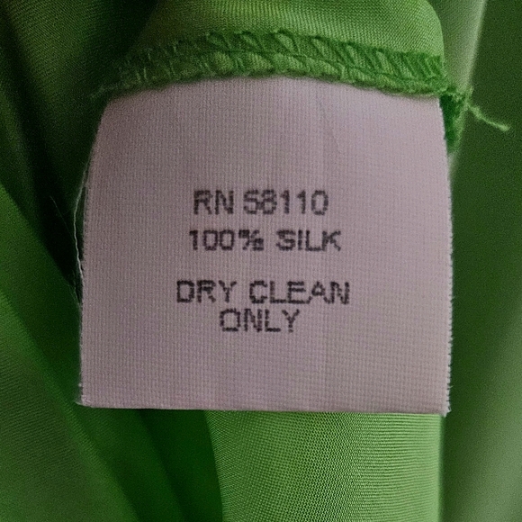 David Meister Lime Green 100% Silk Dress - Picture 5 of 5